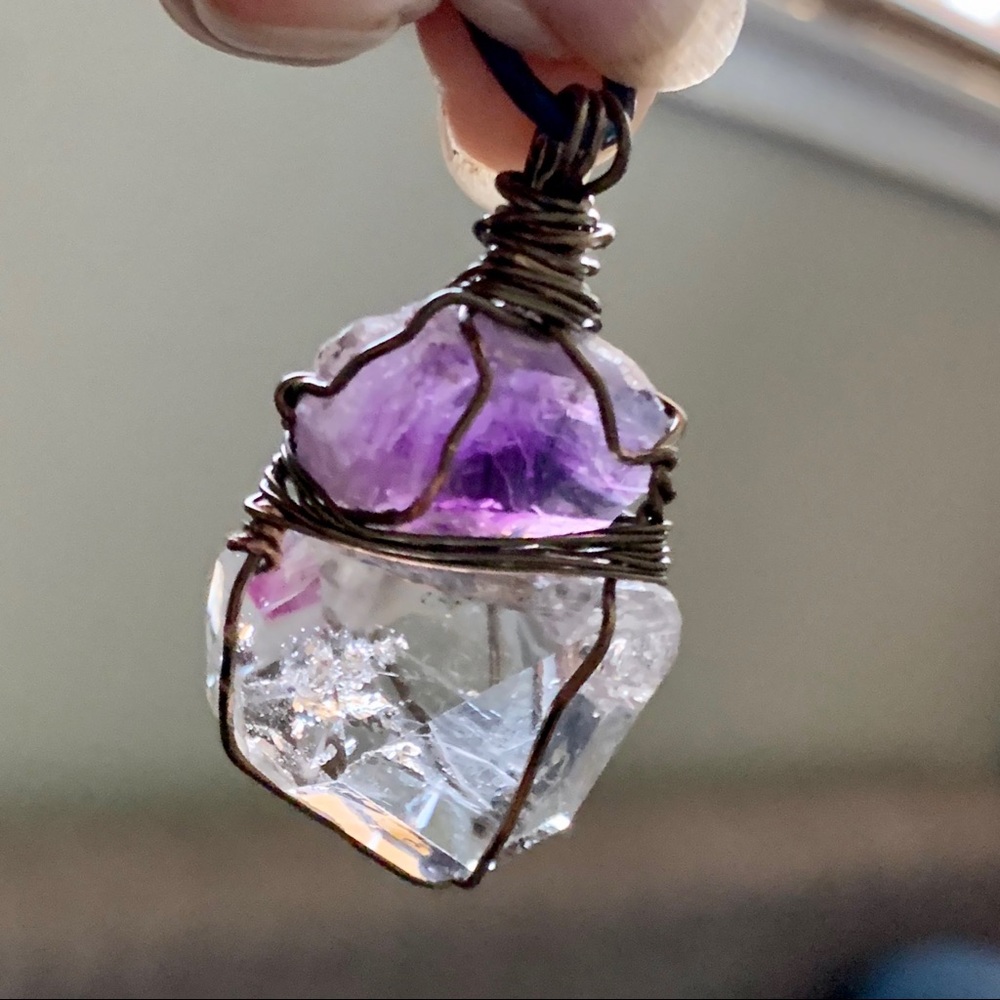 Amethyst, & Herkimer Diamond Pendant - Picture 5 of 13